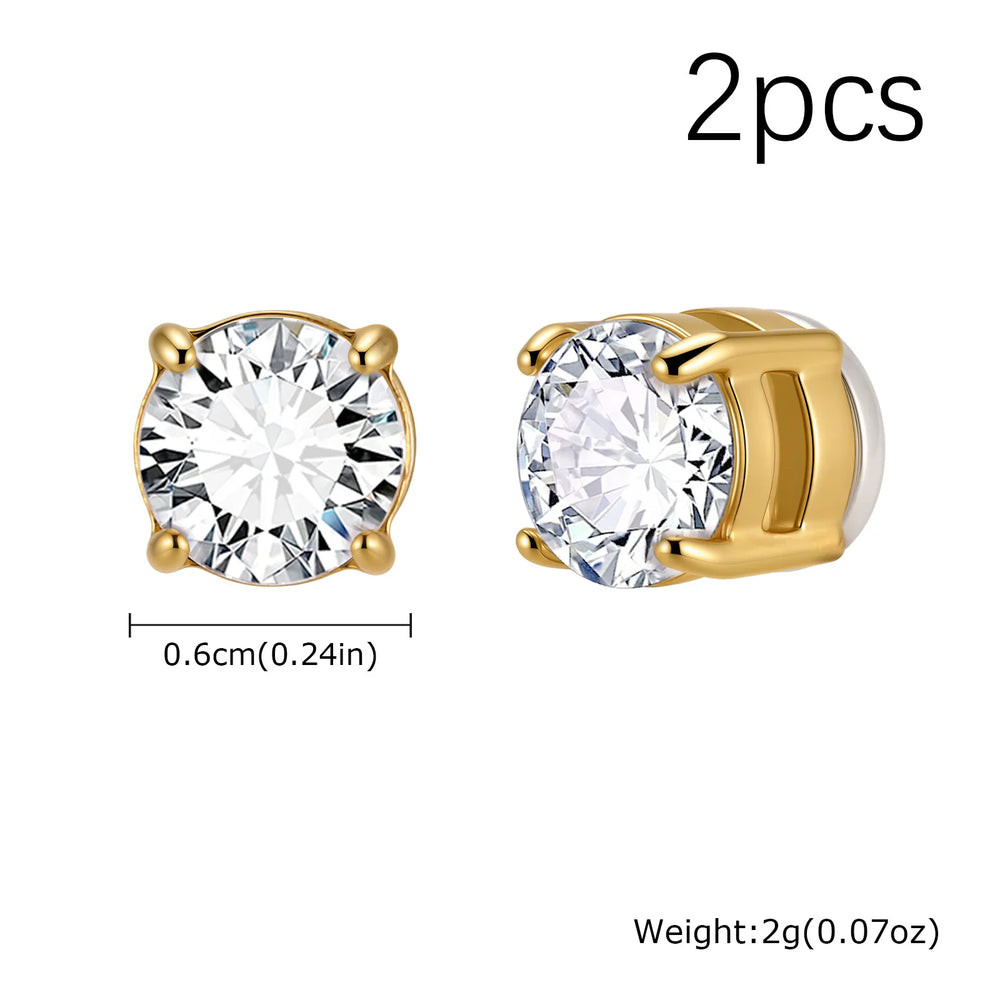 Hip-hop Zircon Magnetic Clip Earrings for Men Women,Anti Allergy Stainless Steel Non P close-up view