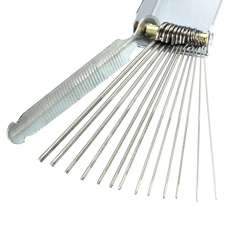 Metal 13 Sizes Long Shaft Files Electric Guitar Bass Ukulele Saddle with Nut Polish T lifestyle view