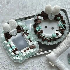 Cute Rabbit Ears Lace Ribbon Badge Holder Itabag Decoration Fill Badge Holder Handmade Badge Rosette