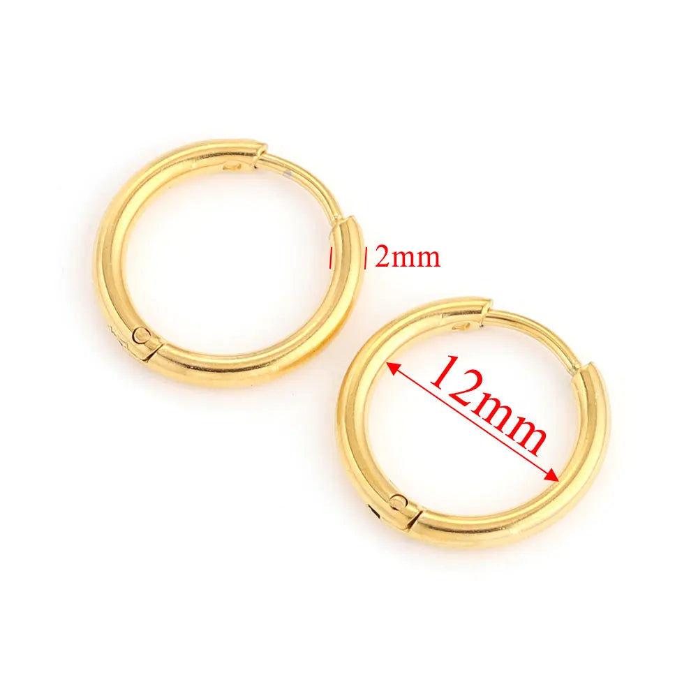 6pcs Stainless Steel Hoop Earrings Set | Hypoallergenic Korean Style Earrings for Wome close-up view