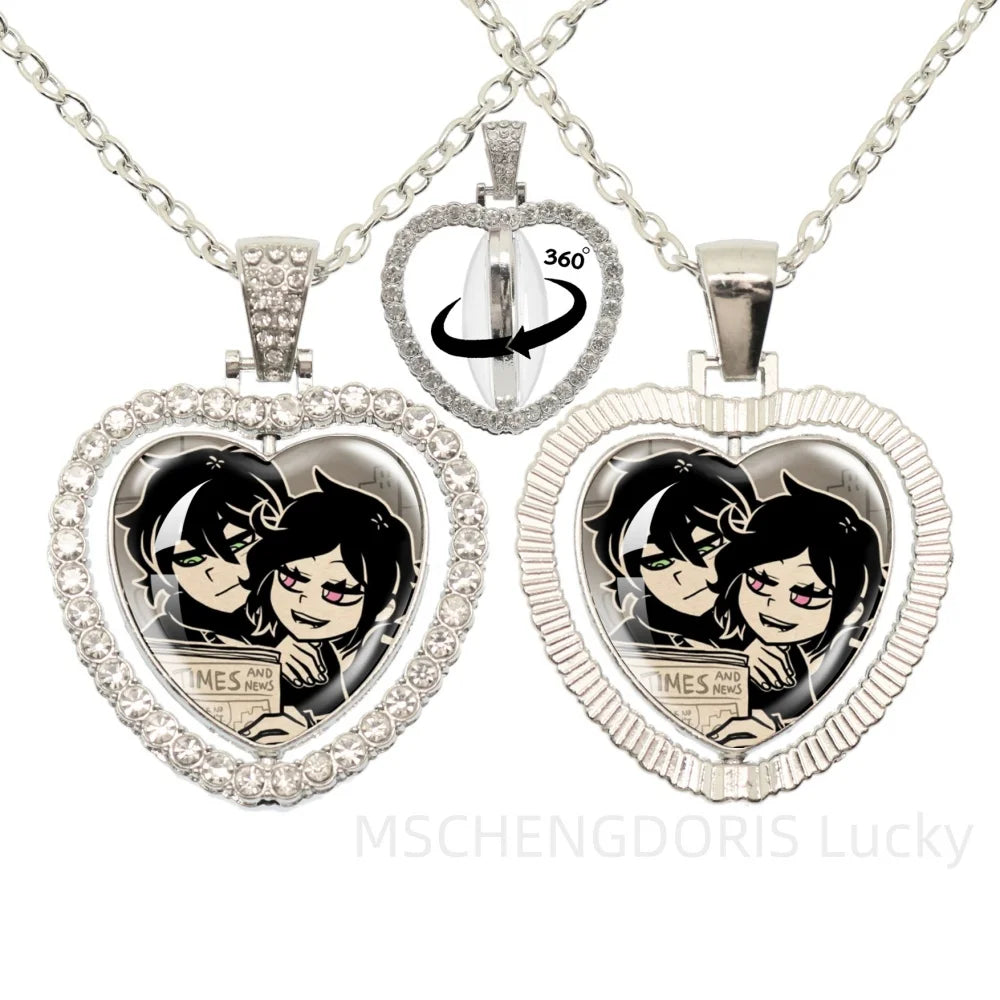 The Coffin Of Andy And Leyley Cosplay Necklace | Double Sided Glass Cabochon Heart Pe alternate view