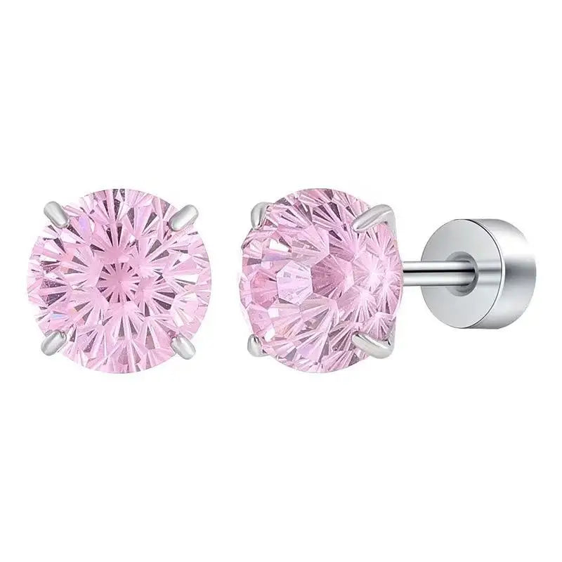 Crystal Stud Earrings Faceted Multicolor Stainless Steel Screw Back Tarnish Resistant alternate view
