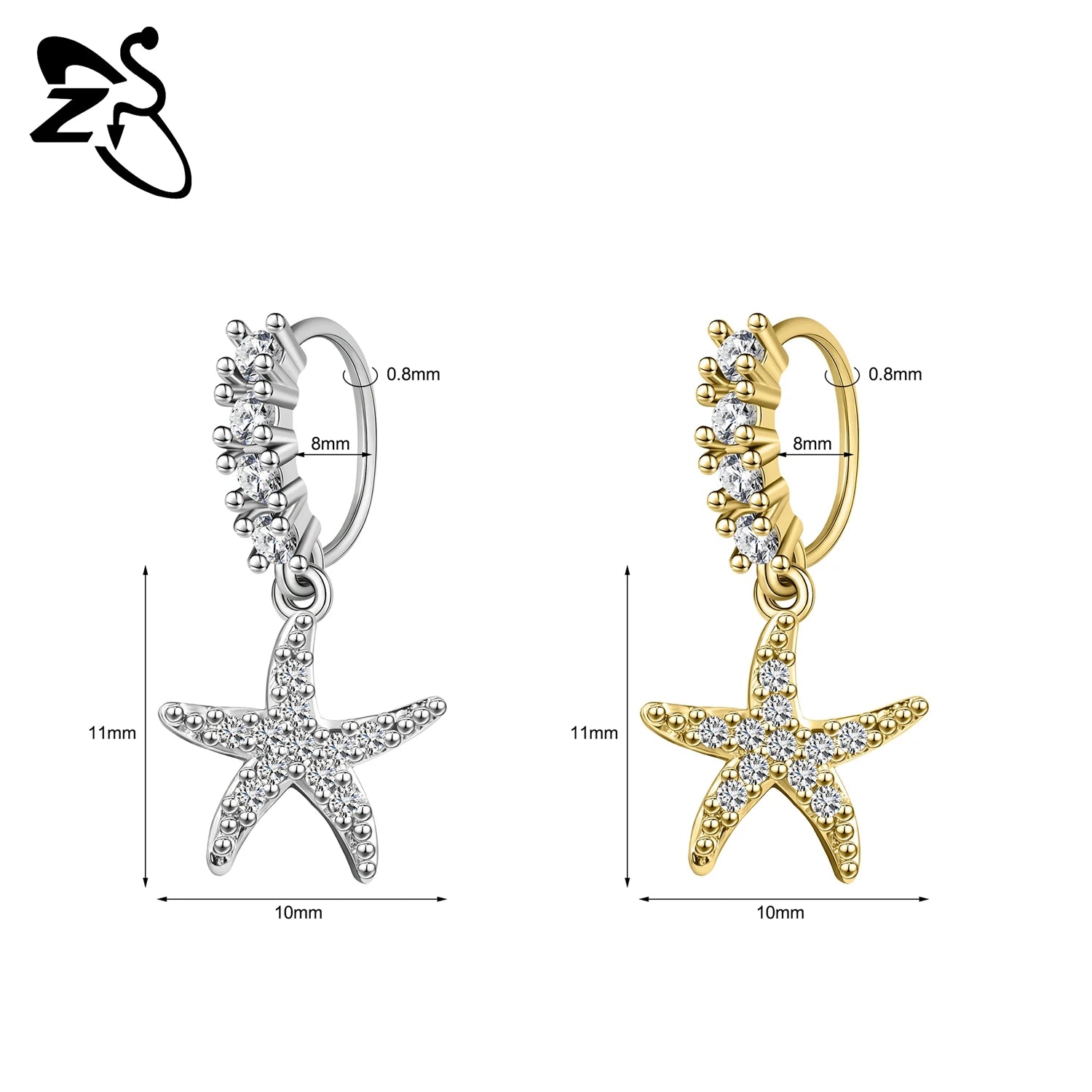 ZS 1 Piece 20G Trendy Hoop Nose Rings Women Moon Star Flower Pendant Septum Piercing lifestyle view