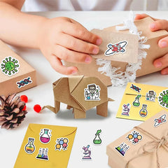 500PCS Science Lab Stickers | Waterproof Vinyl Decals for Chemistry Biology Experiment close-up view