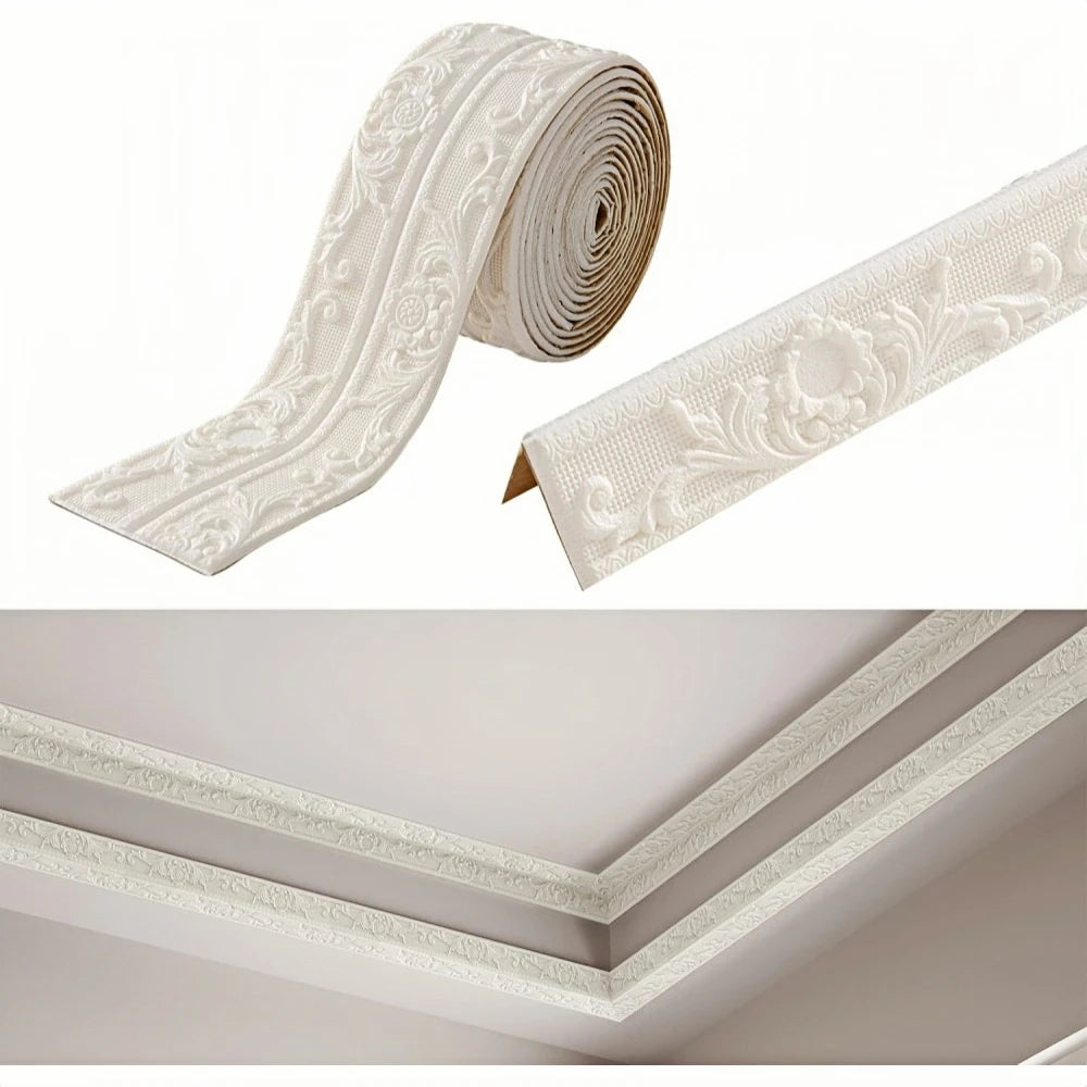 Self-Adhesive Wall Sticker | 2.3m x 12cm PVC Decorative Ceiling Corner Line