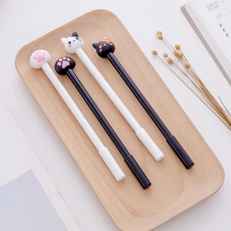 10pcs/batch Kawaii Cat Gel Signature Pen Cute Claw Stylos Black Ink for Hand Account Wri detail view