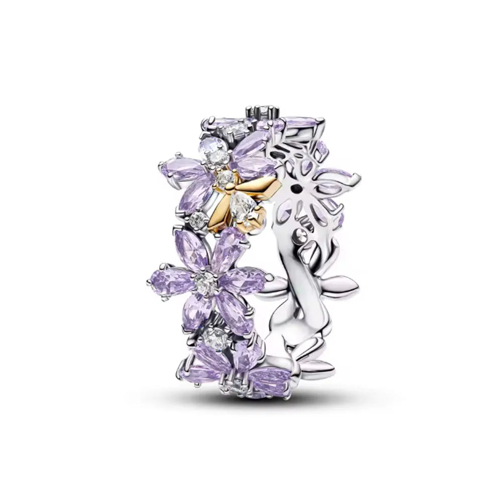 925 Sterling Silver Heart-Shaped Butterfly Flower Ring | Exquisite Charm Jewelry fo additional angle