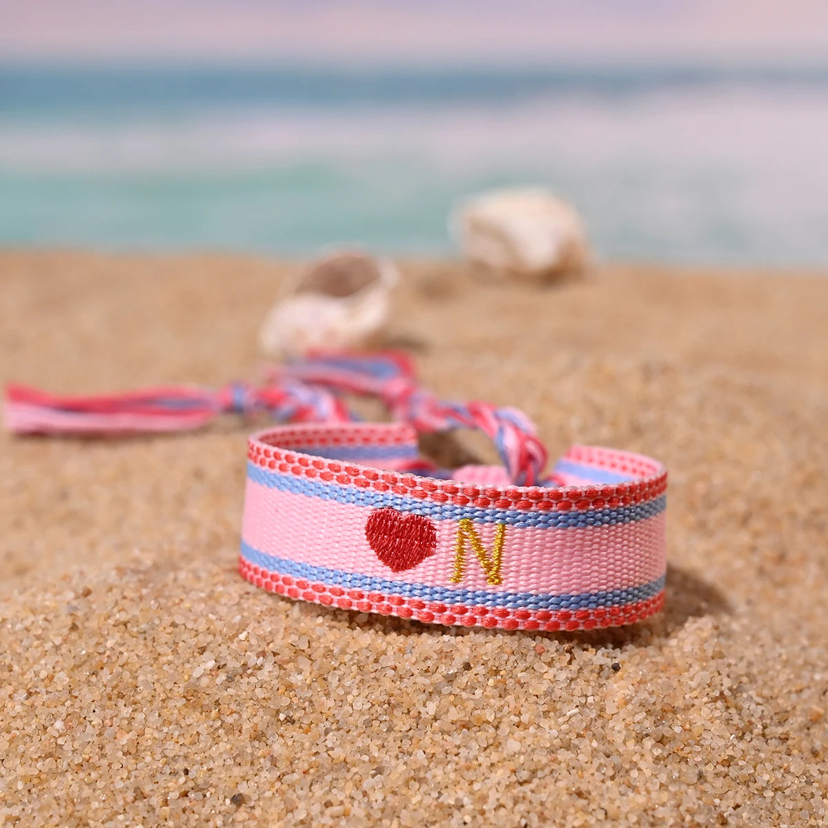 Handwoven Initial Letter Bracelet | Personalized Friendship Gift for Women detail view