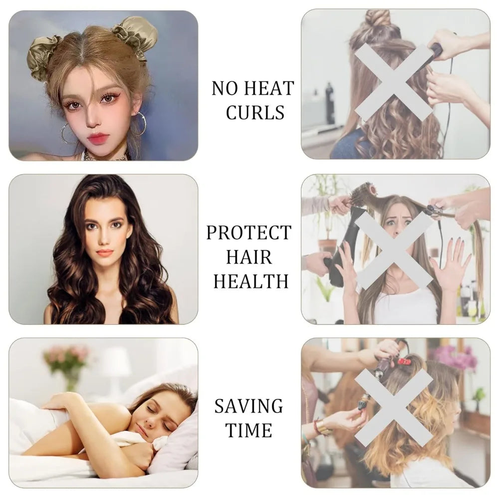 New Heatless Curling Rod Silk Curls No Heat Hair Curler Soft Hair Rollers Sleeping He lifestyle view