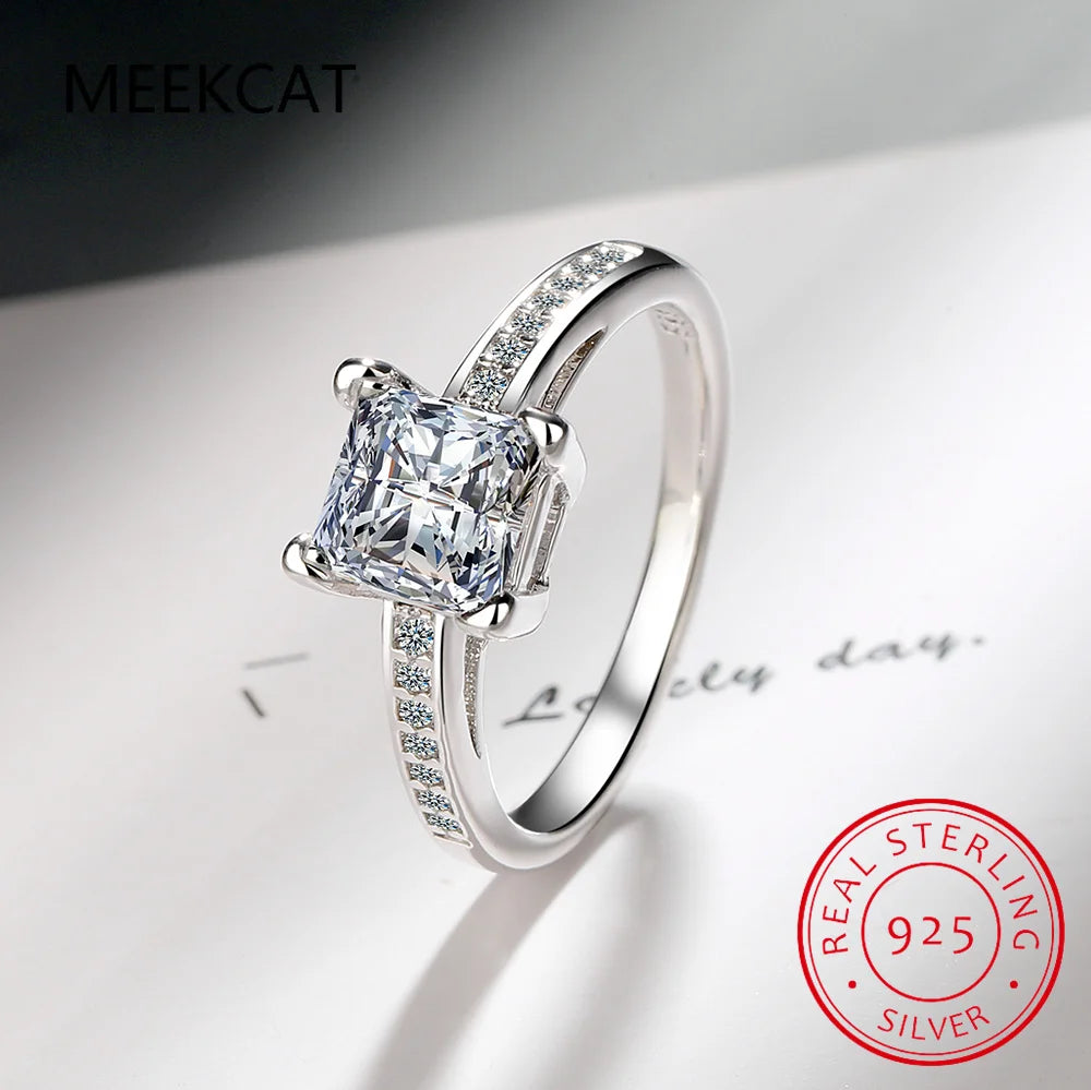 1CT 2CT Princess Cut D Vvs1 Moissanite Engagement Ring for Women Flawless Gemstone 10 lifestyle view
