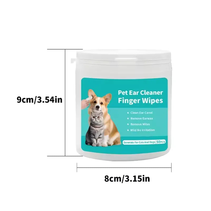Disposable Pet Ear Cleaning Wipes | Finger Cover Ear Care for Dogs and Cats additional angle