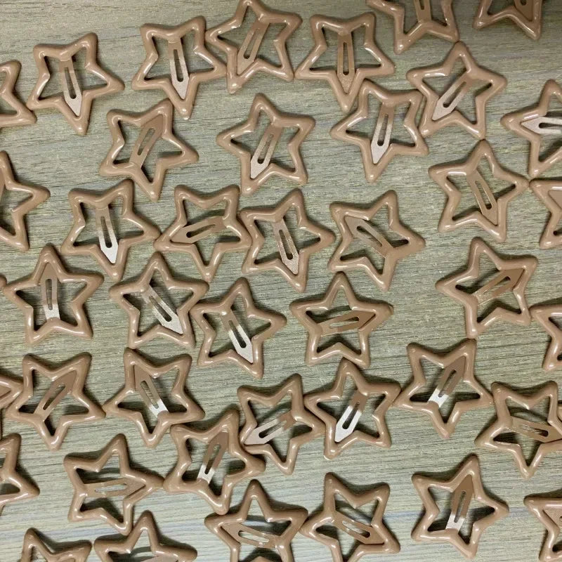 10pcs Colorful Star BB Hair Clips Girls Y2K Cute Star Barrettes Women Simple Metal Sna close-up view