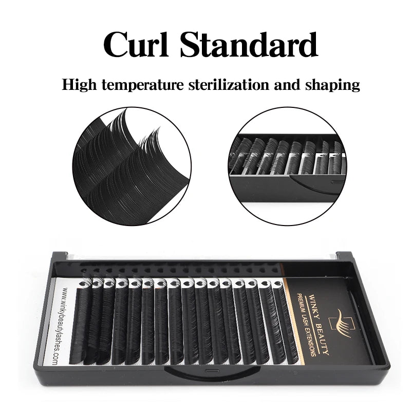 Winky Beauty Eyelash Extension 16Rows Korea PBT C/CC/D/DD Individual Supplies Professional Natural Faux Mink Russian Volume Lash