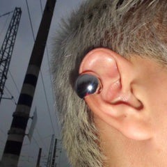 Punk C-Shaped Earrings | Geometric Hoops for Men and Women close-up view