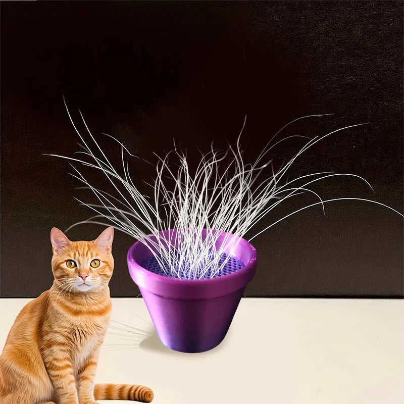 Mini Flower Pot Design Pet Whisker & Fur Collector Desktop Ornament Collectible Keepsake for Cat Own