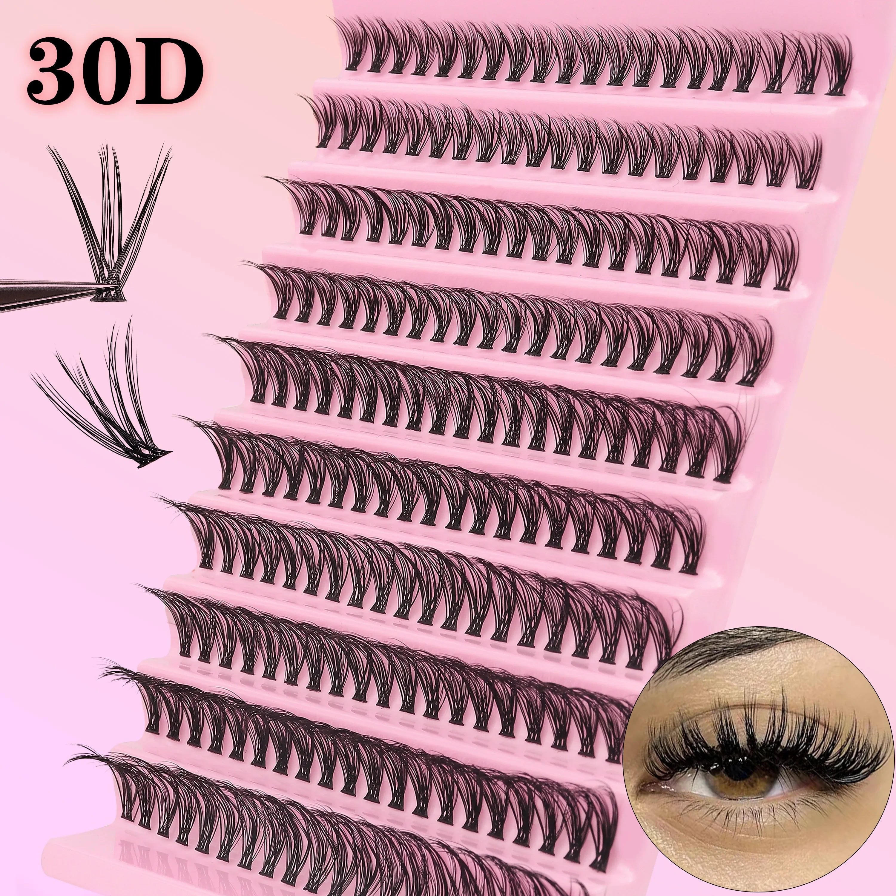 200pcs 30D Cluster False Eyelashes Set | DIY Eyelash Extensions additional angle