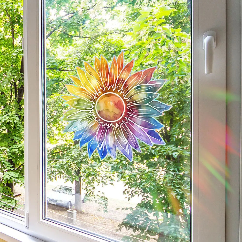 Sunflower Window Decals | Rainbow Maker Self-Adhesive Wall Stickers additional angle