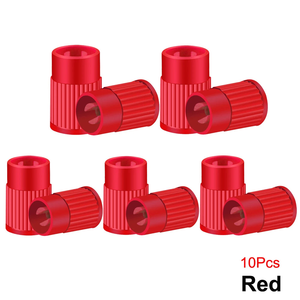 Plastic Tire Valve Caps Built-in Valve Core Remover Tool Universal Stem Covers for Car close-up view