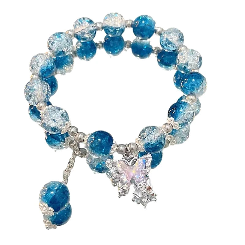 Crystal Butterfly Pendant Bracelet | Colorful Glass Bead Jewelry for Women lifestyle view