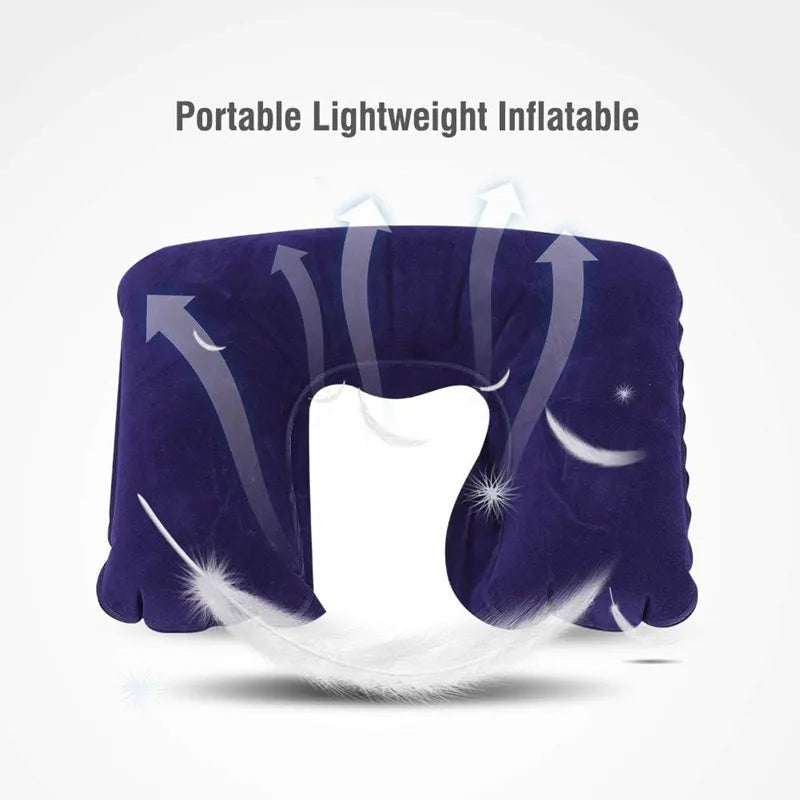 Portable Inflatable Travel Neck Pillow | U-Shape Air Cushion for Airplane close-up view