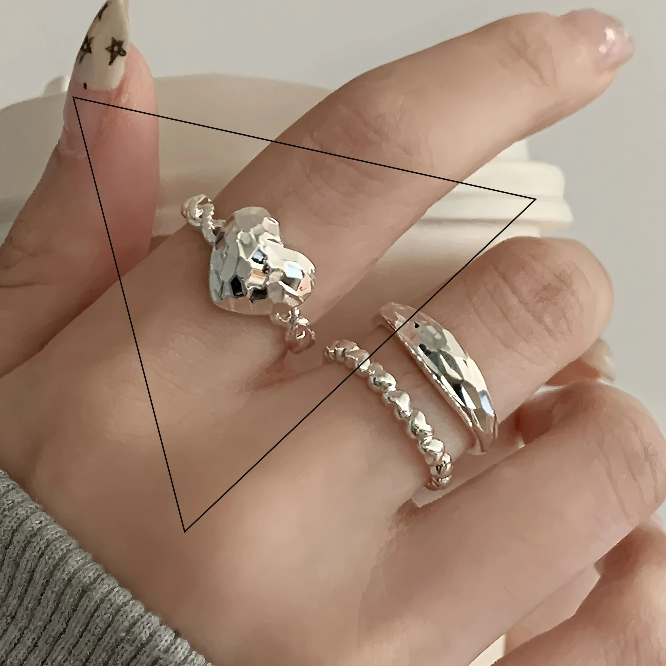 VENTFILLE 925er Sterlingsilber Blumen-Spitzenring | Koreanischer Mode-Ring mit verstellbaren Zirkonia