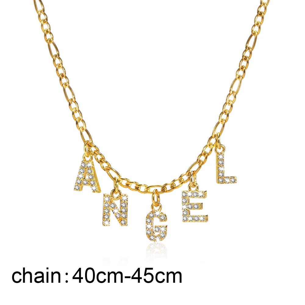 Personalized Initial Name Necklace Stainless Steel Women Alpahbet Letter Pendant ,Ini alternate view