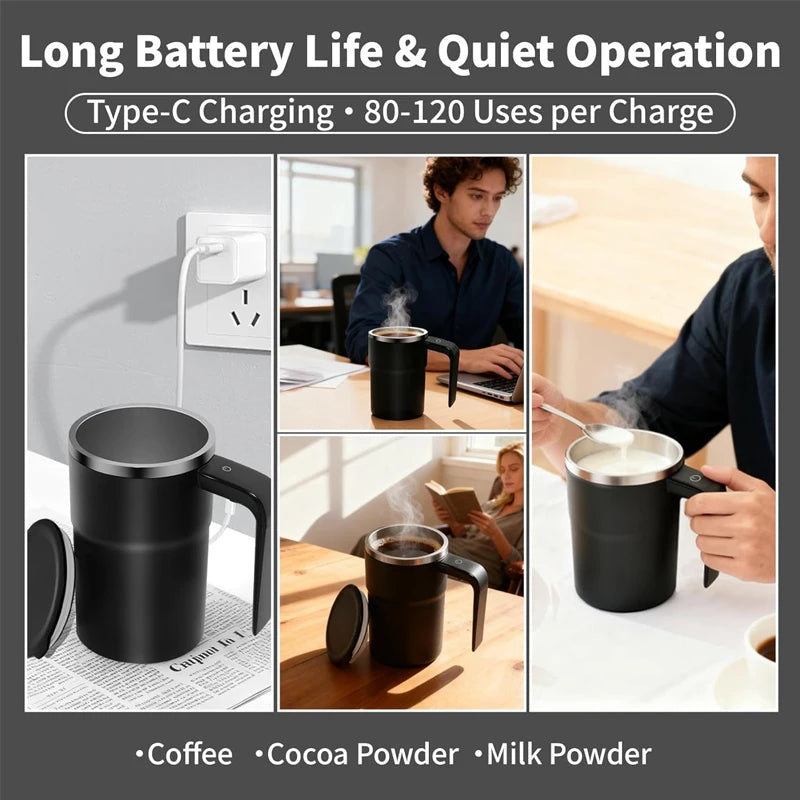 380ML Electric Coffee Self Mixing Mug IP67 Waterproof Coffee Stirring Mug USB Charg additional angle