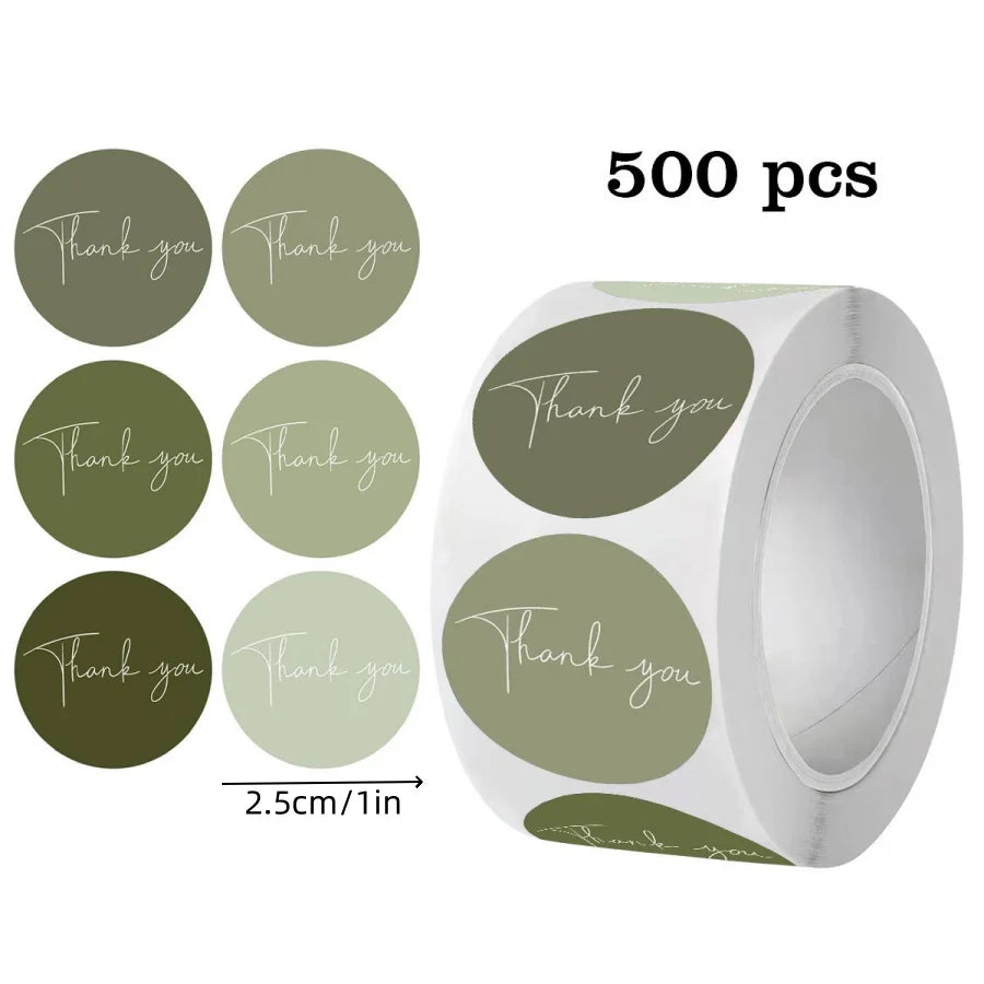 500pcs Spring Green Thank You Stickers | Round Heart Sealing Stickers for Gifts and P alternate view