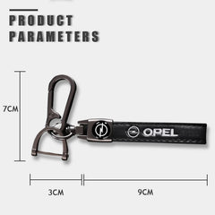 Opel Leather Keychain | Embroidered Car Emblem Key Ring detail view