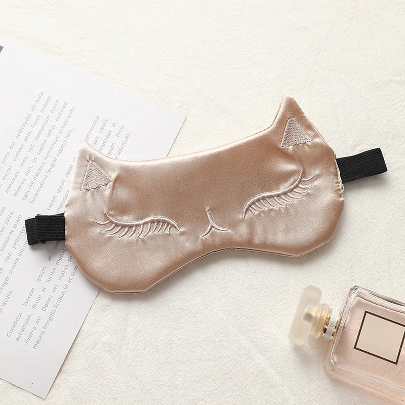 Cat Silk Sleep Eye Mask | Cute Light Blocking Eye Cover for Travel and Nap alternate view
