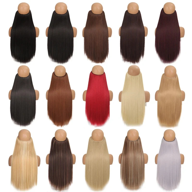 Fish line hair extension piece | 40cm 50cm 60cm straight and curly daily wear for wom alternate view
