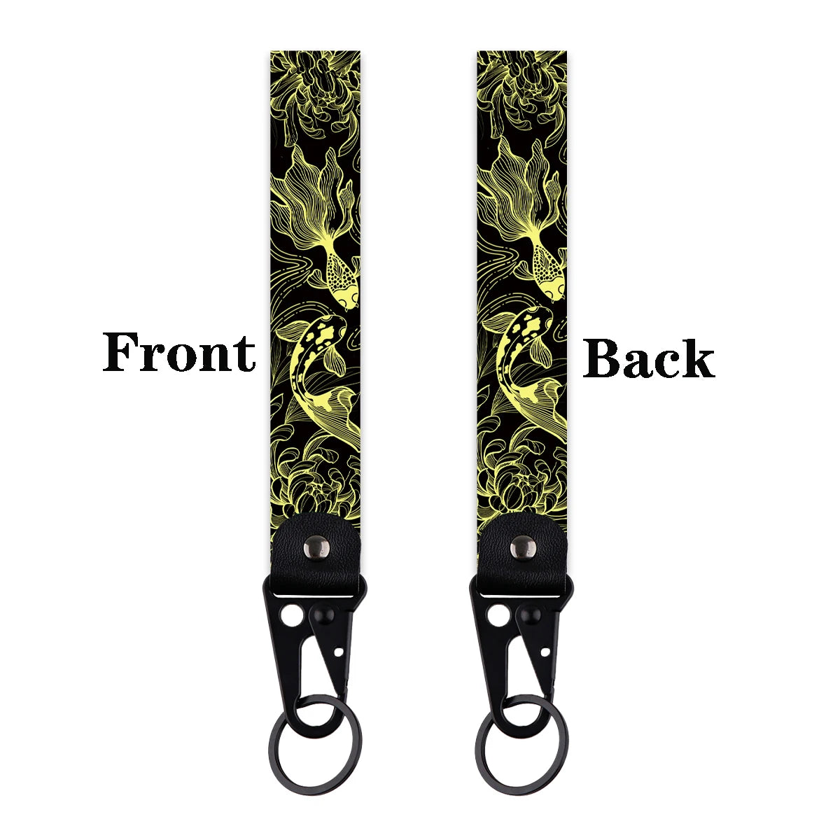 Artistic Keychain Set | Crane Car Koi Fish Dragon Jewelry Key Rings close-up view