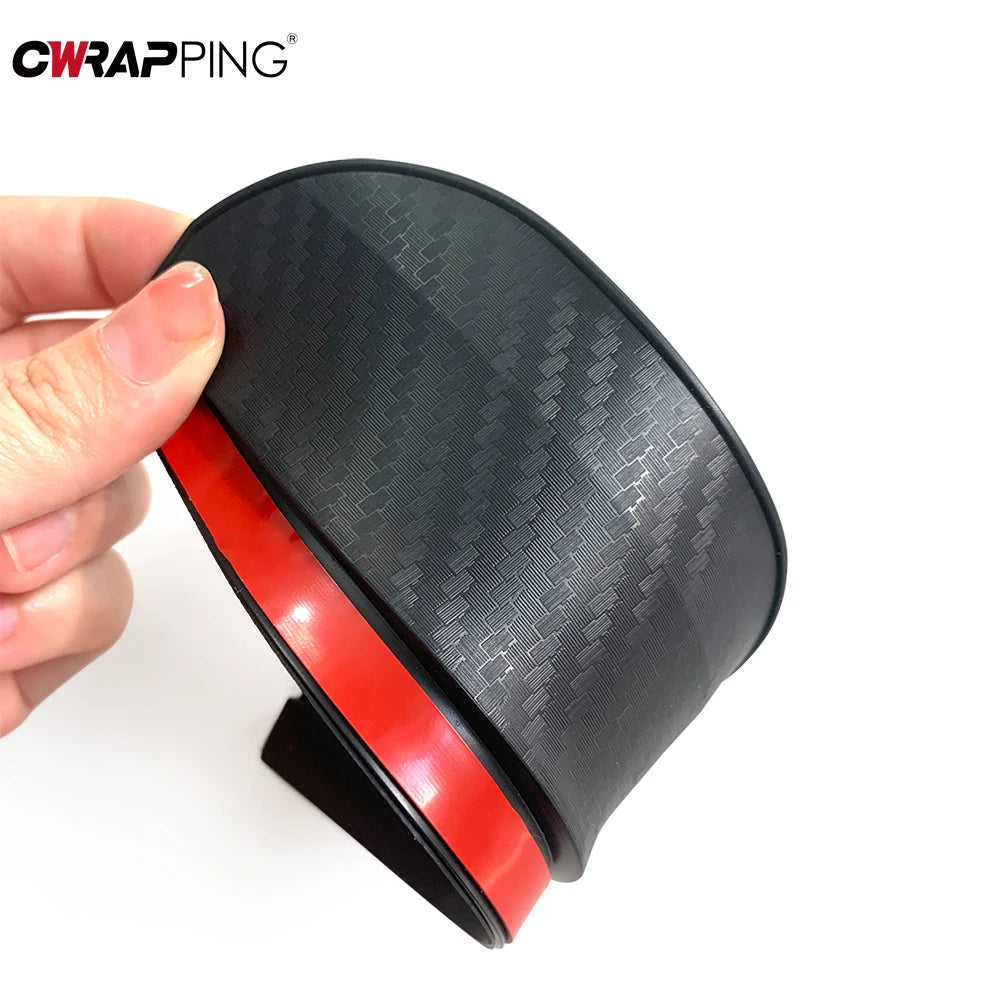Rearview Mirror Rain Eyebrow 2PCS Carbon Fiber Soft PVC close-up view