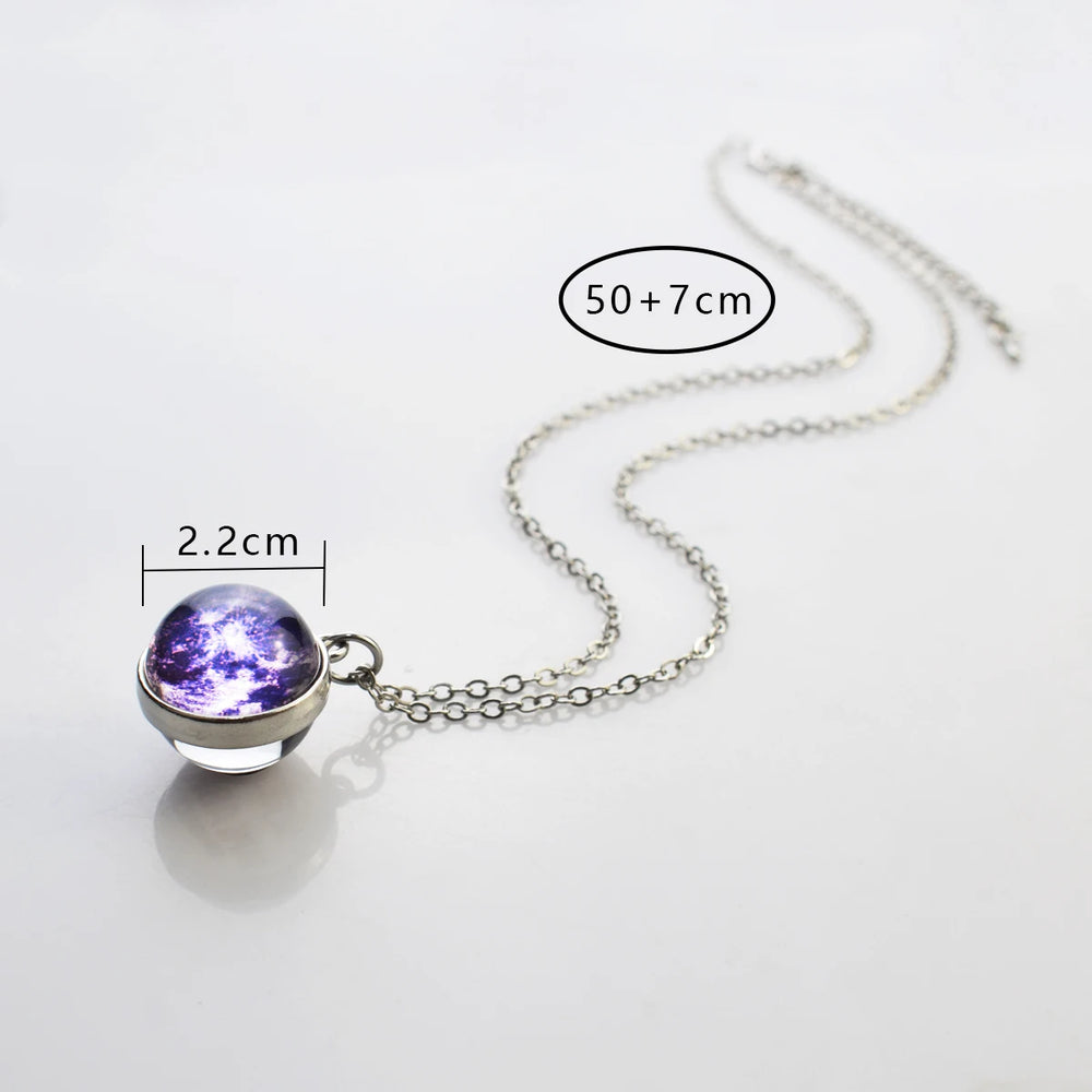Solar System Glass Ball Pendant Necklace | Astronomy Galaxy Jewelry lifestyle view