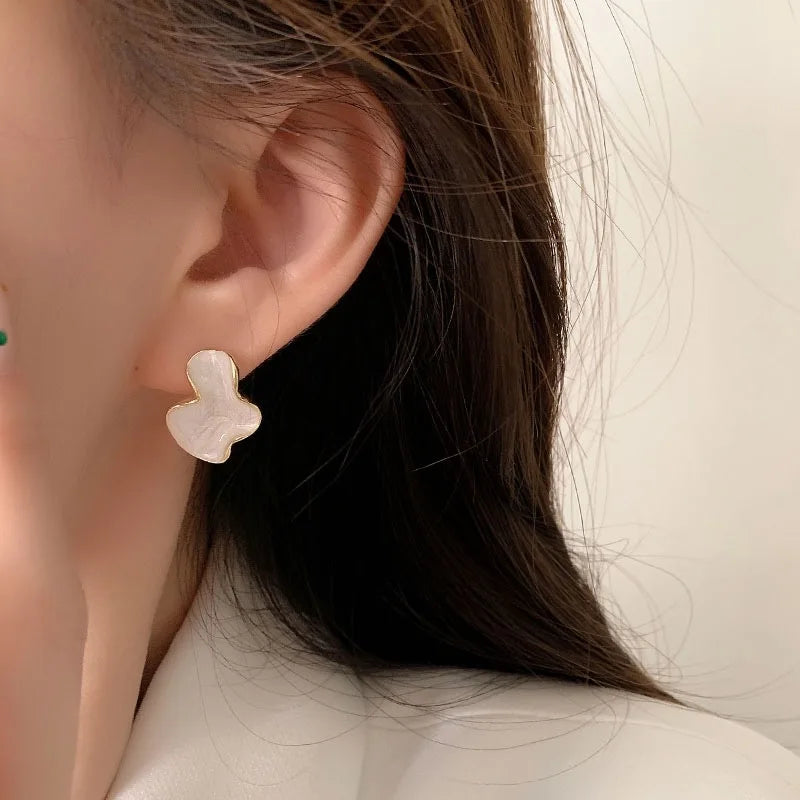 Abstract Alien White Color Cloud Irregular Stud Earring additional angle