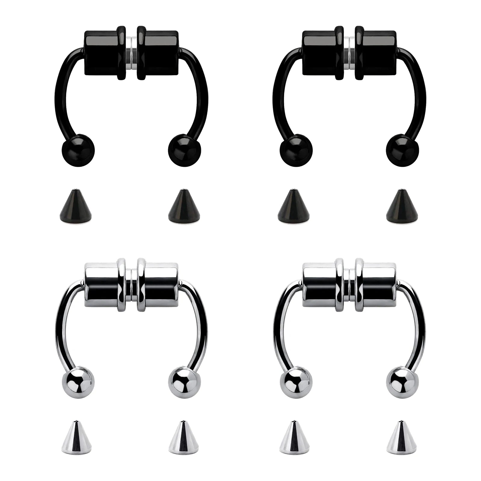 1/4Pcs Women Fake Piercing Nose Ring Hoop Septum Piercing Nose Clip Rock HipHoop Stain close-up view