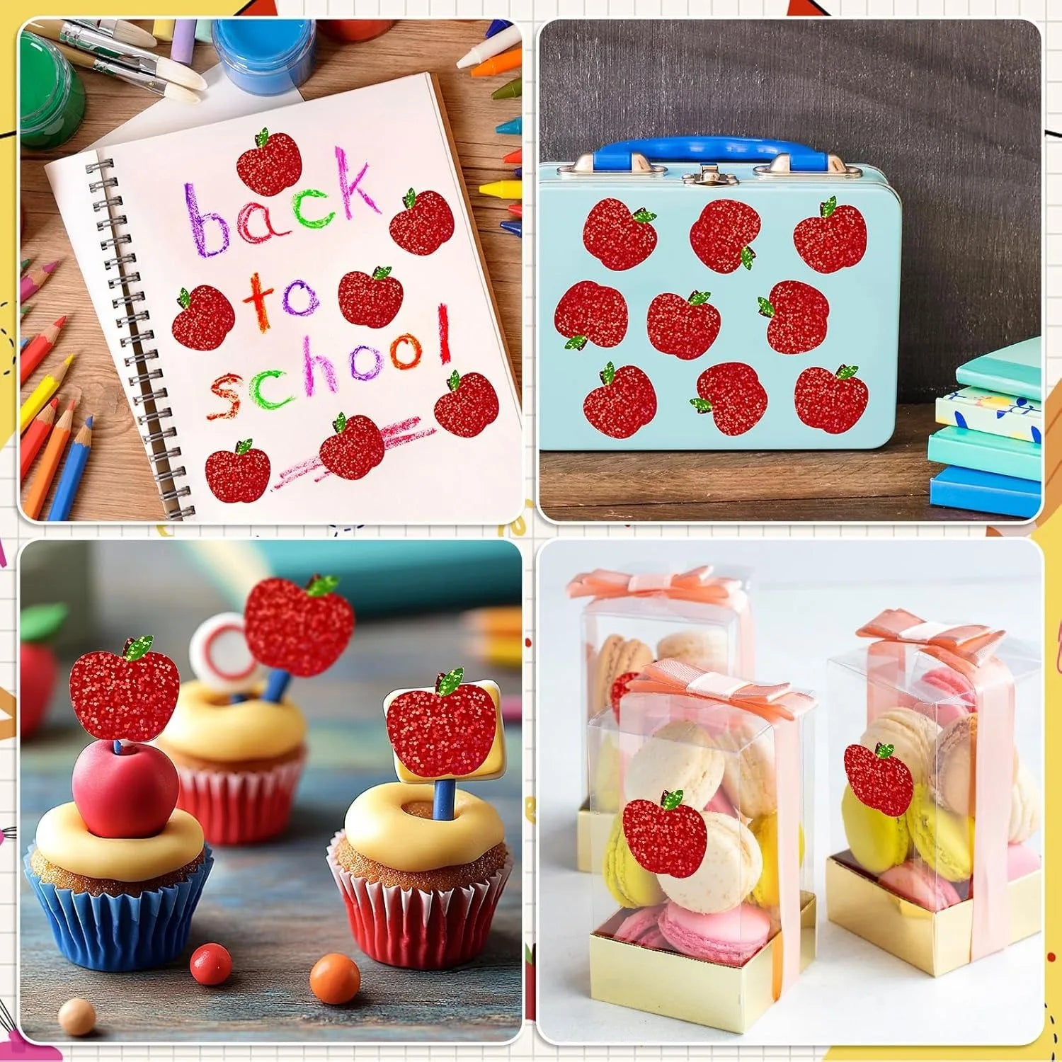 Red Apple Sticker Roll | 500 Christmas Party Decals lifestyle view