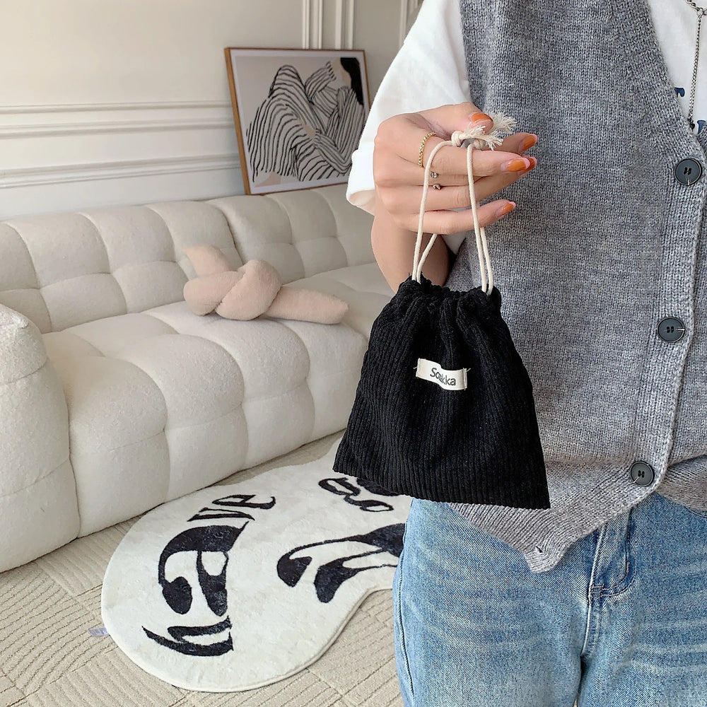 Corduroy Drawstring Pouch | Versatile Storage Bag for Jewelry, Cosmetics, and Small E lifestyle view
