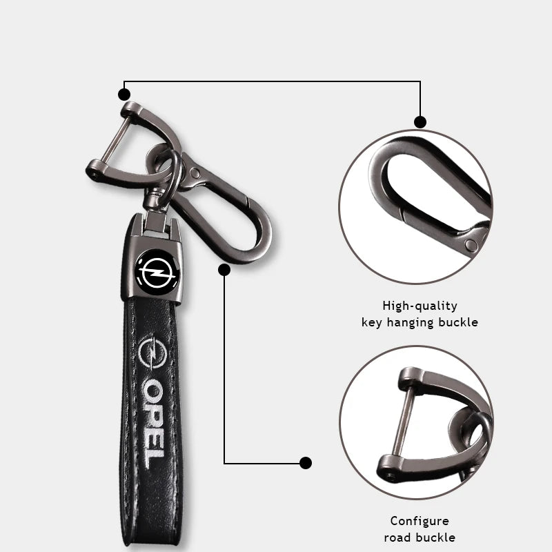 Opel Leather Keychain | Embroidered Car Emblem Key Ring alternate view