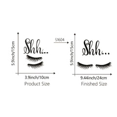 Shh Eyelash Vinyl Decal | Removable Baby Sleeping Wall Sticker close-up view