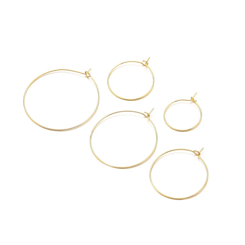 20pcs Stainless Steel Big Circle Hoop Earrings Wires | 18K Gold Plated or Steel Color, 2 detail view
