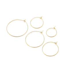 20pcs Stainless Steel Big Circle Hoop Earrings Wires | 18K Gold Plated or Steel Color, 2 detail view