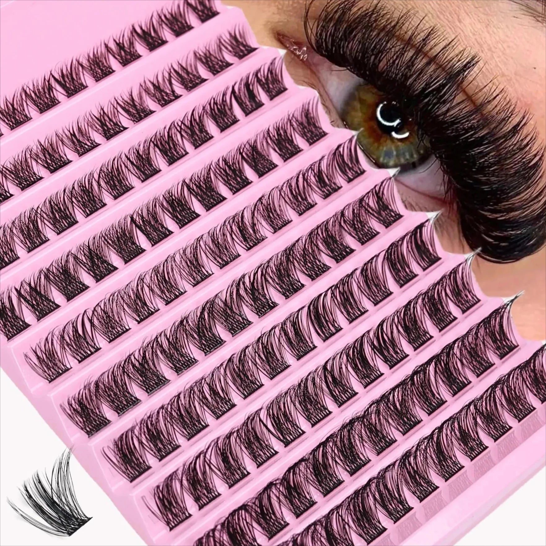 Lash Clusters 120Pcs D Curl Fluffy Volume Individual Lashes Natural Wispy DIY Eyelash Extensions Cluster Lashes for Home Use