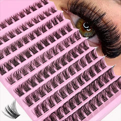 Lash Clusters 120Pcs D Curl Fluffy Volume Individual Lashes Natural Wispy DIY Eyelash Extensions Cluster Lashes for Home Use