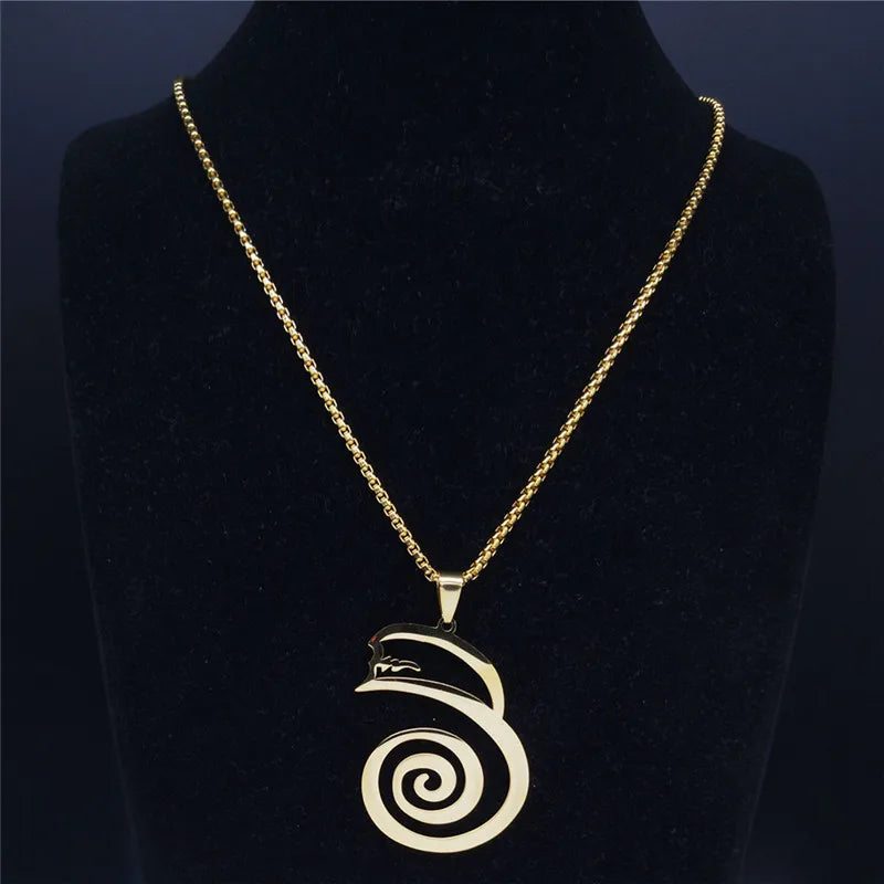 Dai Ko Myo Stainless Steel Pendant Necklace | Gold Color Master Reiki Symbol Jewelry close-up view
