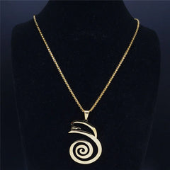 Dai Ko Myo Stainless Steel Pendant Necklace | Gold Color Master Reiki Symbol Jewelry close-up view