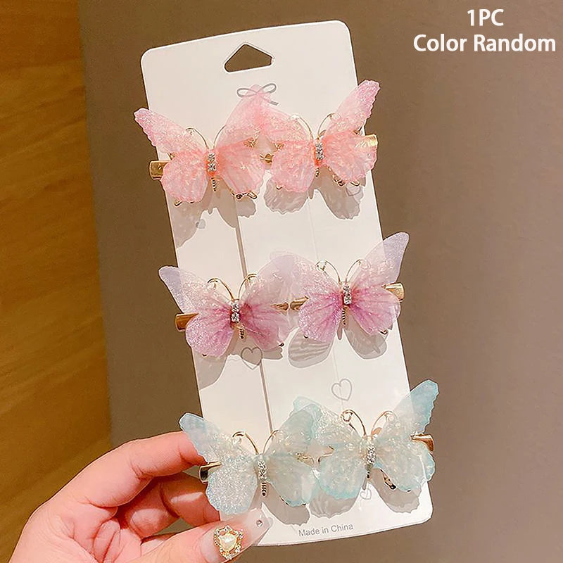 Random Colorful Butterfly Hairpins Girl Hair Clips Barrettes Women Sweet Hair Ornament Rainbow Headwear Fashion Hair Accessories