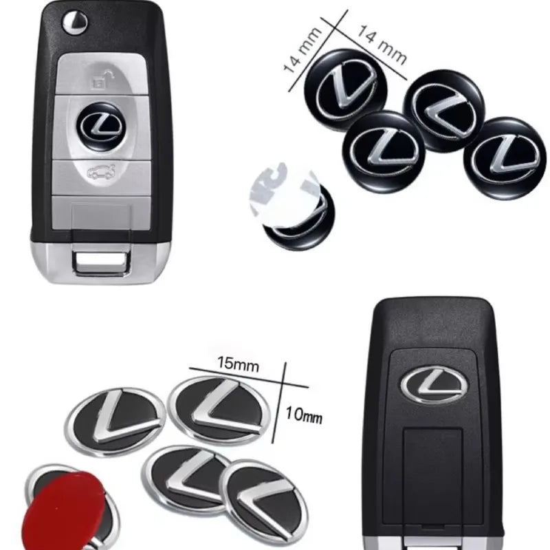 14/15MM Car Remote Key Sticker Aluminum Emblem Decoration Decal For Lexus close-up view