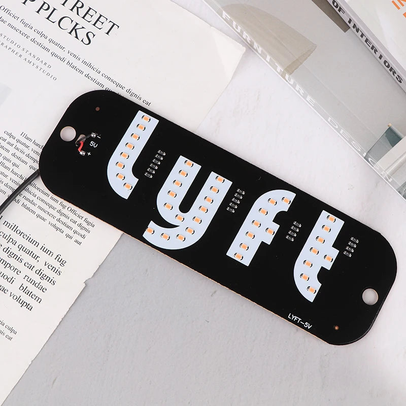 LED Taxi Signal Light for Lyft Logo | USB Cab Panel Indicator with Suction Cups close-up view