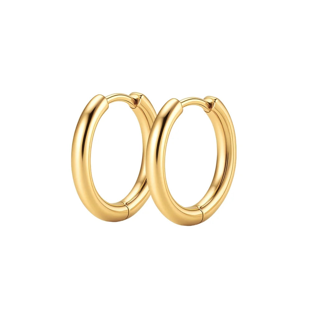 6/8/10/12/14/16mm Stainless Steel Huggie Hoop Earrings For Women Stackable Gold Color alternate view